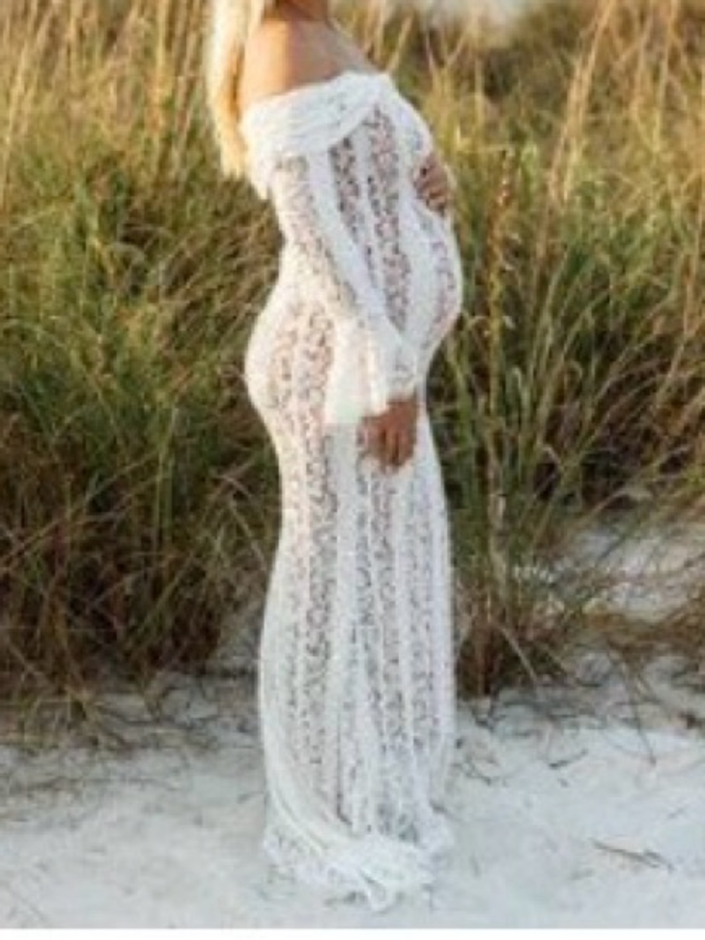 Ivory Lace Maternity Maxi Dress
